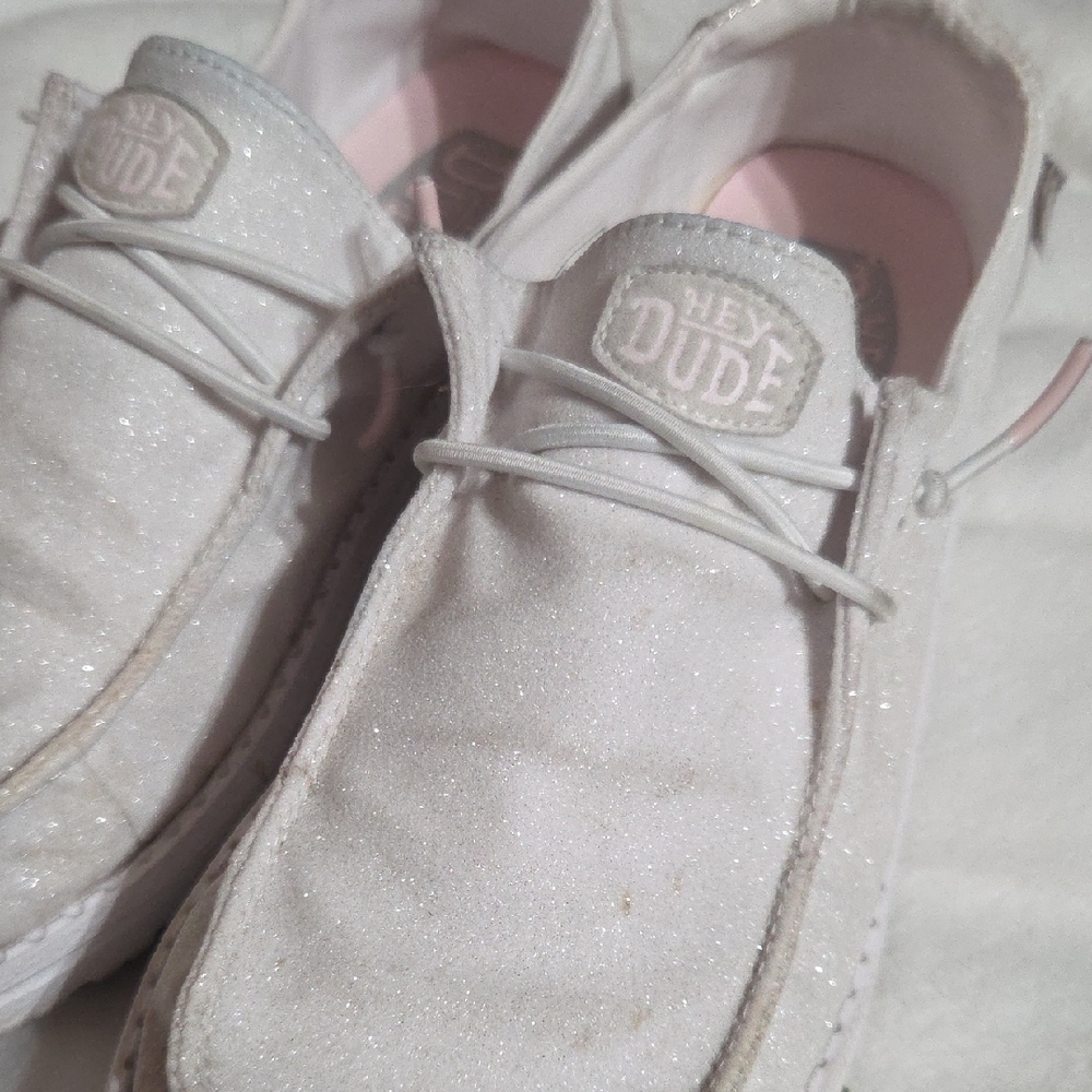 Hey Dude Glittery Cream Loafers